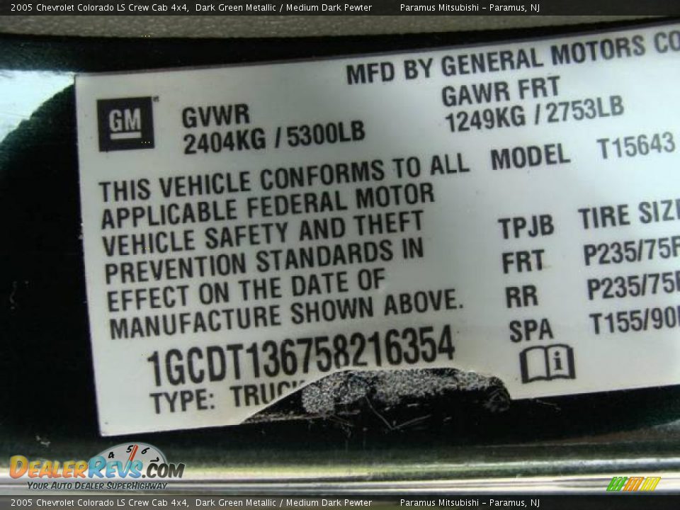 2005 Chevrolet Colorado LS Crew Cab 4x4 Dark Green Metallic / Medium Dark Pewter Photo #16