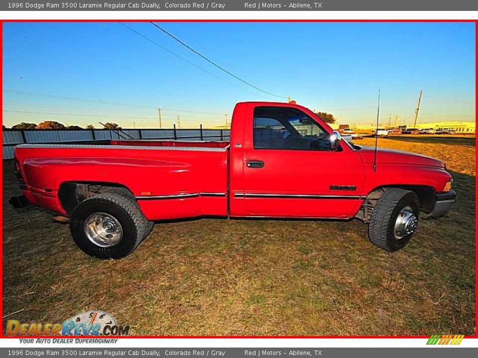 1996 Dodge Ram 3500 Laramie Regular Cab Dually Colorado Red / Gray Photo #7