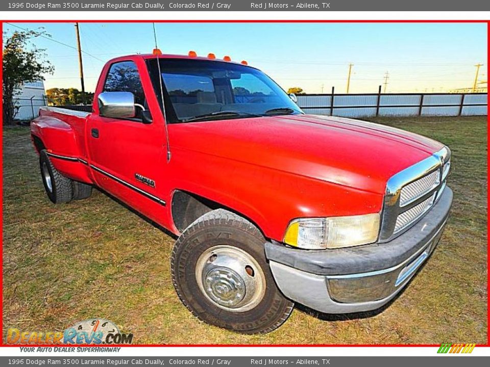 1996 Dodge Ram 3500 Laramie Regular Cab Dually Colorado Red / Gray Photo #8