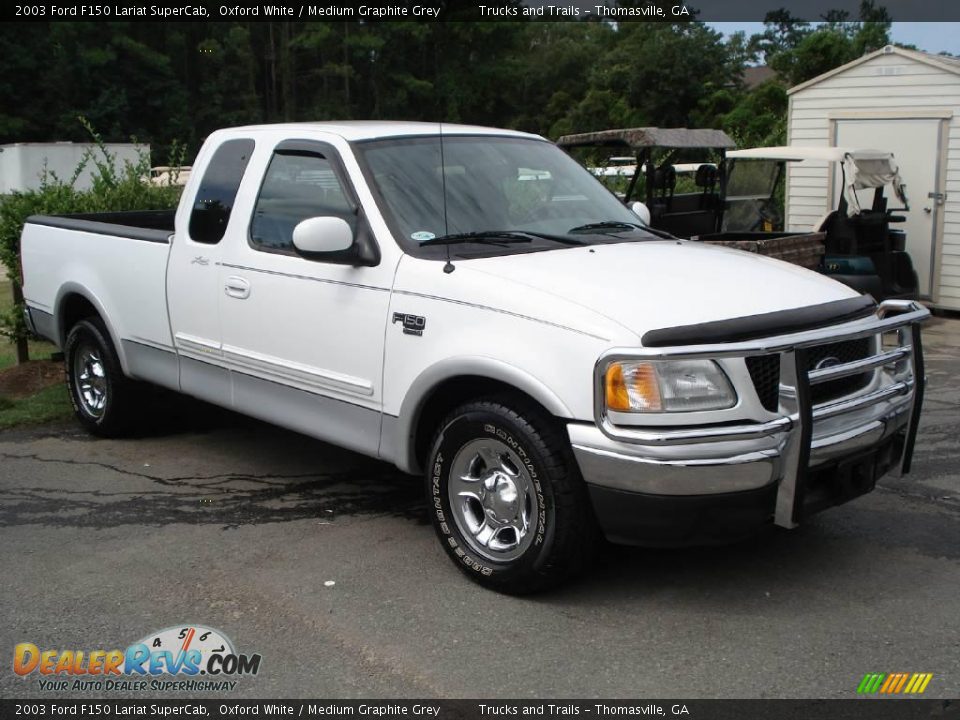 2003 Ford F150 Lariat SuperCab Oxford White / Medium Graphite Grey Photo #3