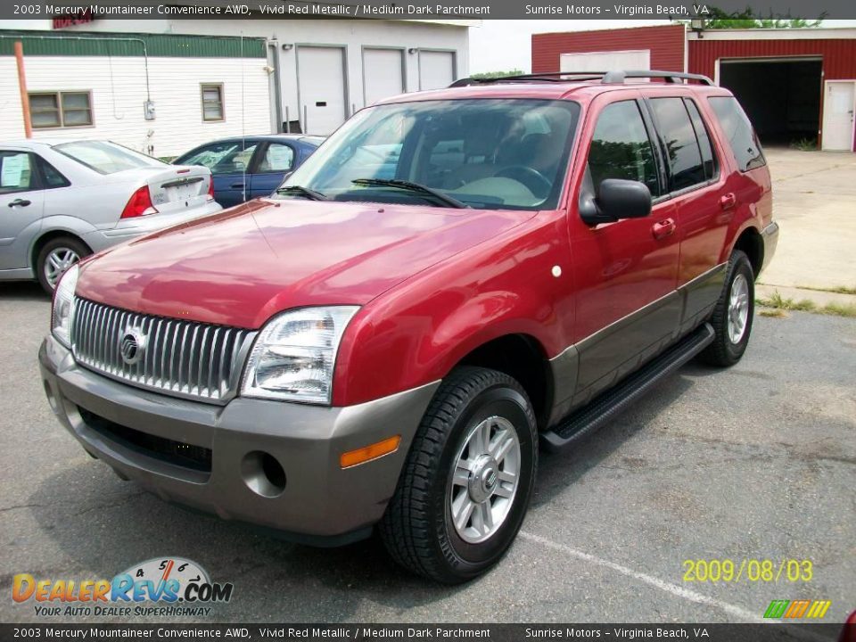 2003 Mercury Mountaineer Convenience AWD Vivid Red Metallic / Medium Dark Parchment Photo #3