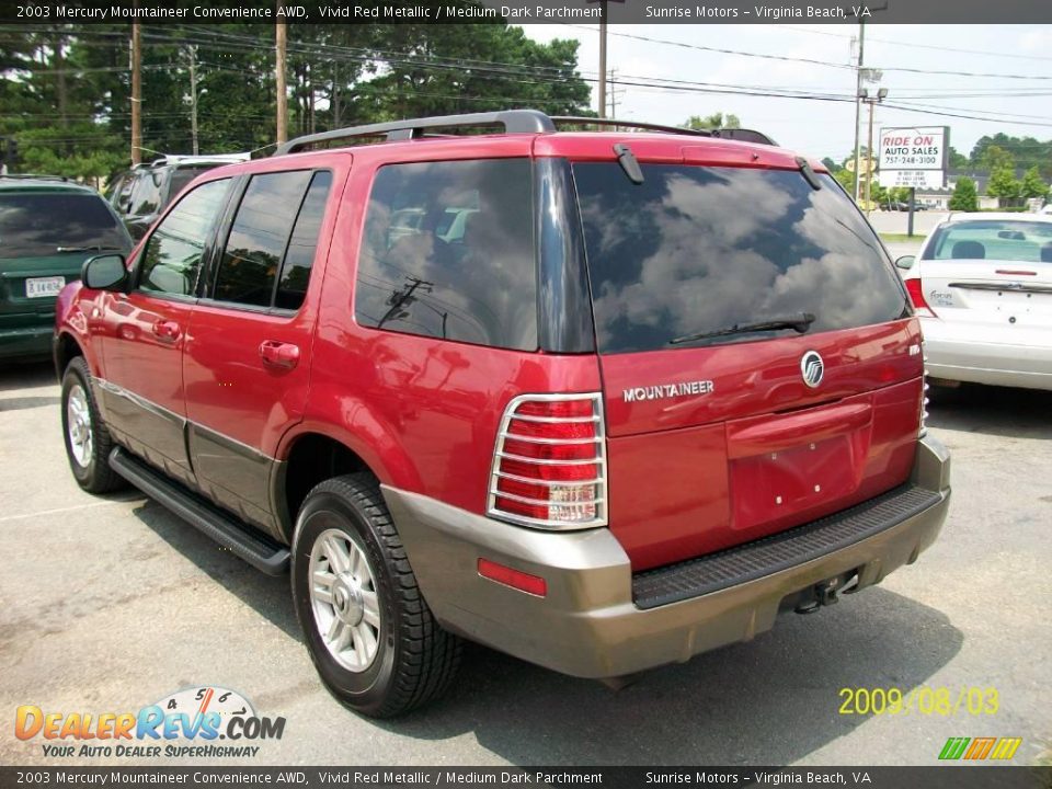 2003 Mercury Mountaineer Convenience AWD Vivid Red Metallic / Medium Dark Parchment Photo #4