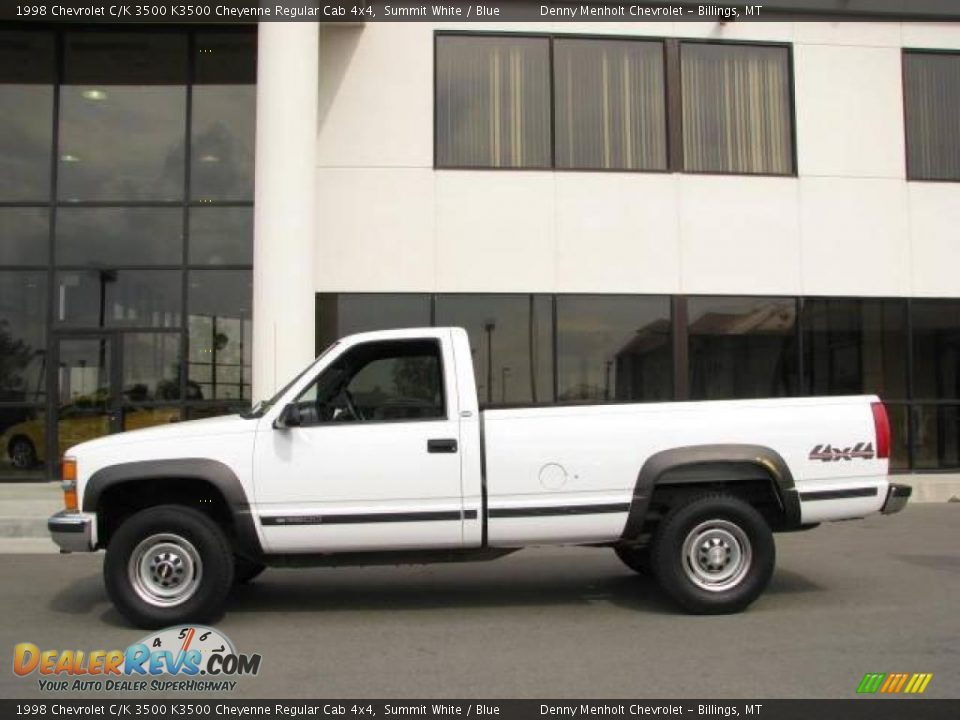 1998 Chevrolet C/K 3500 K3500 Cheyenne Regular Cab 4x4 Summit White / Blue Photo #1