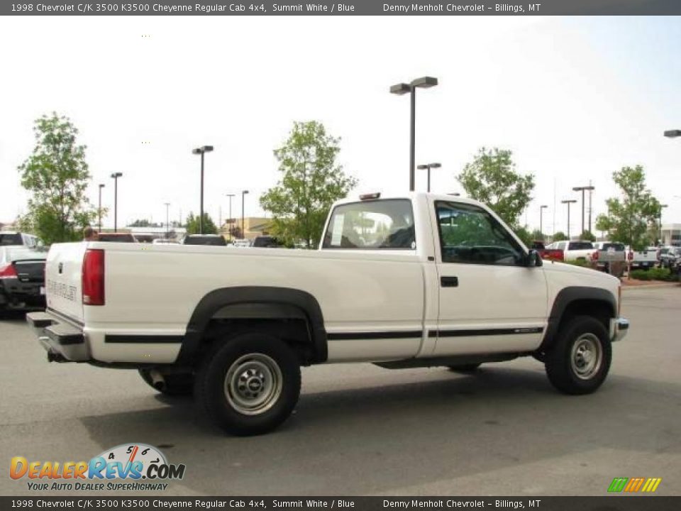 1998 Chevrolet C/K 3500 K3500 Cheyenne Regular Cab 4x4 Summit White / Blue Photo #4