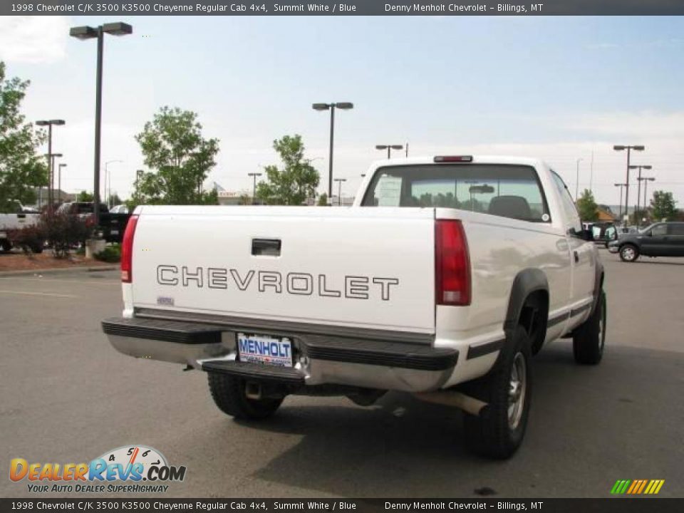 1998 Chevrolet C/K 3500 K3500 Cheyenne Regular Cab 4x4 Summit White / Blue Photo #5