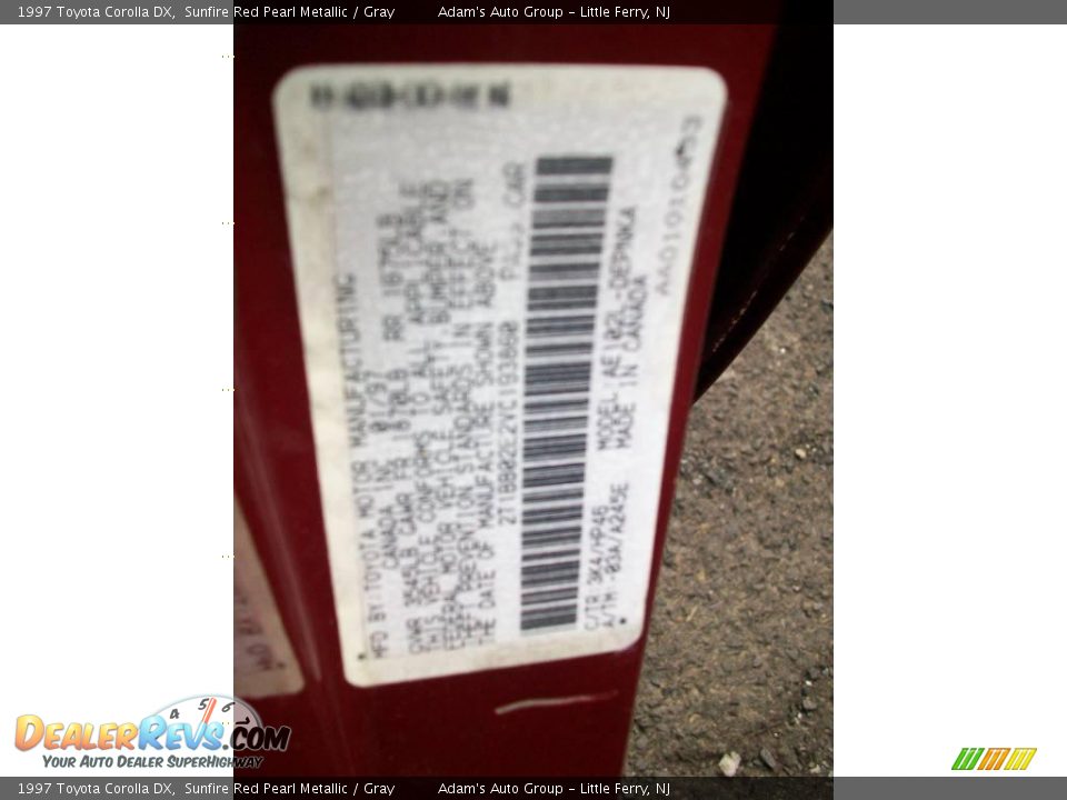 1997 Toyota Corolla DX Sunfire Red Pearl Metallic / Gray Photo #28