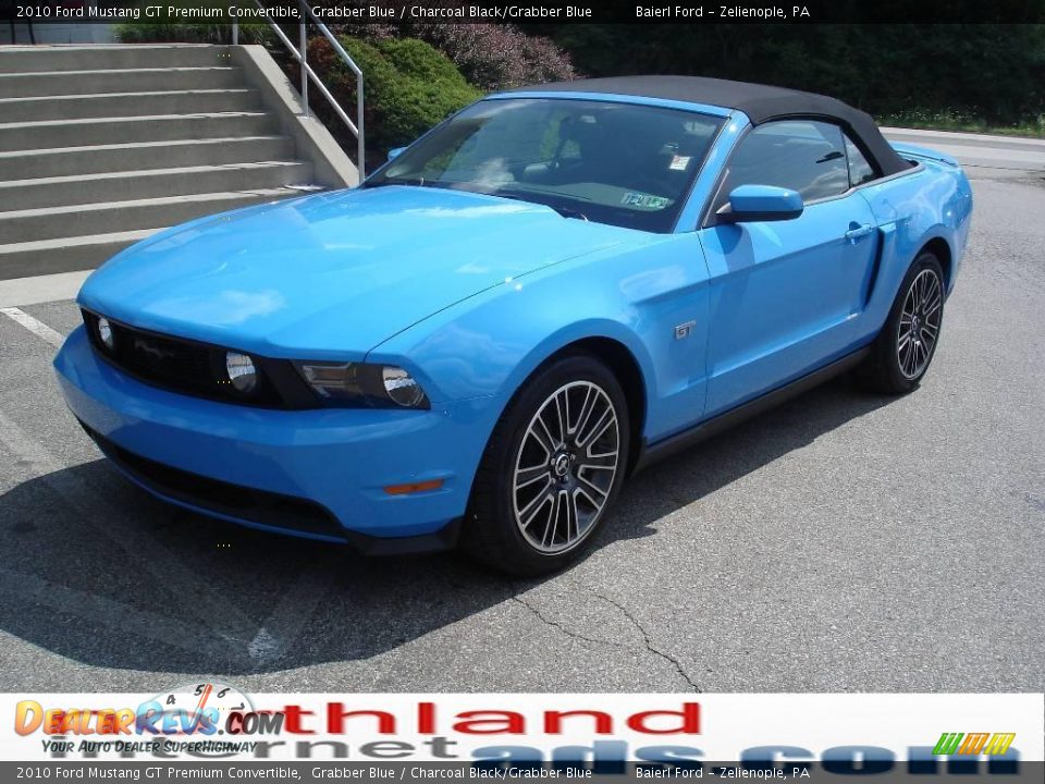 2010 Ford Mustang GT Premium Convertible Grabber Blue / Charcoal Black/Grabber Blue Photo #2