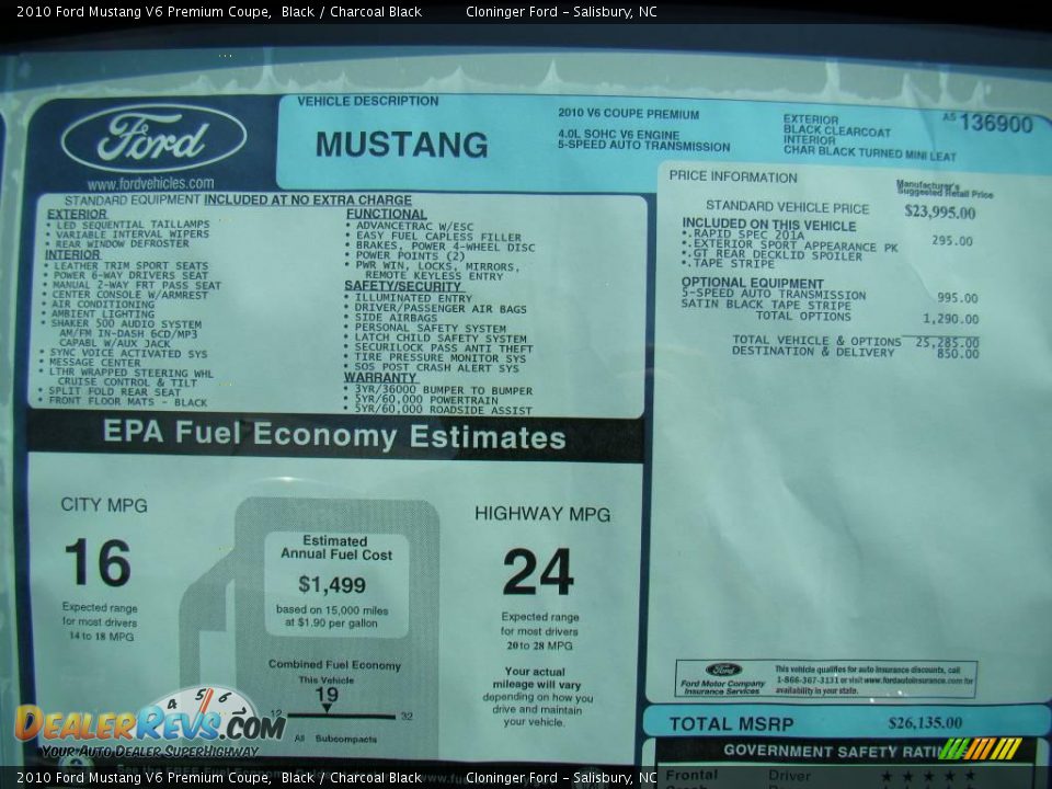 2010 Ford Mustang V6 Premium Coupe Black / Charcoal Black Photo #11