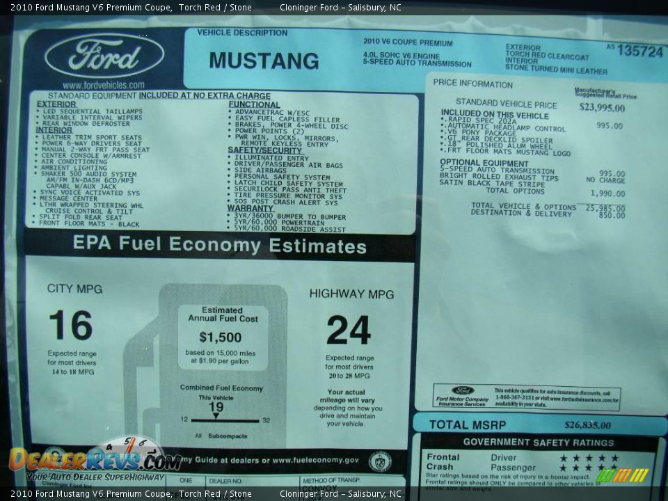 2010 Ford Mustang V6 Premium Coupe Torch Red / Stone Photo #10