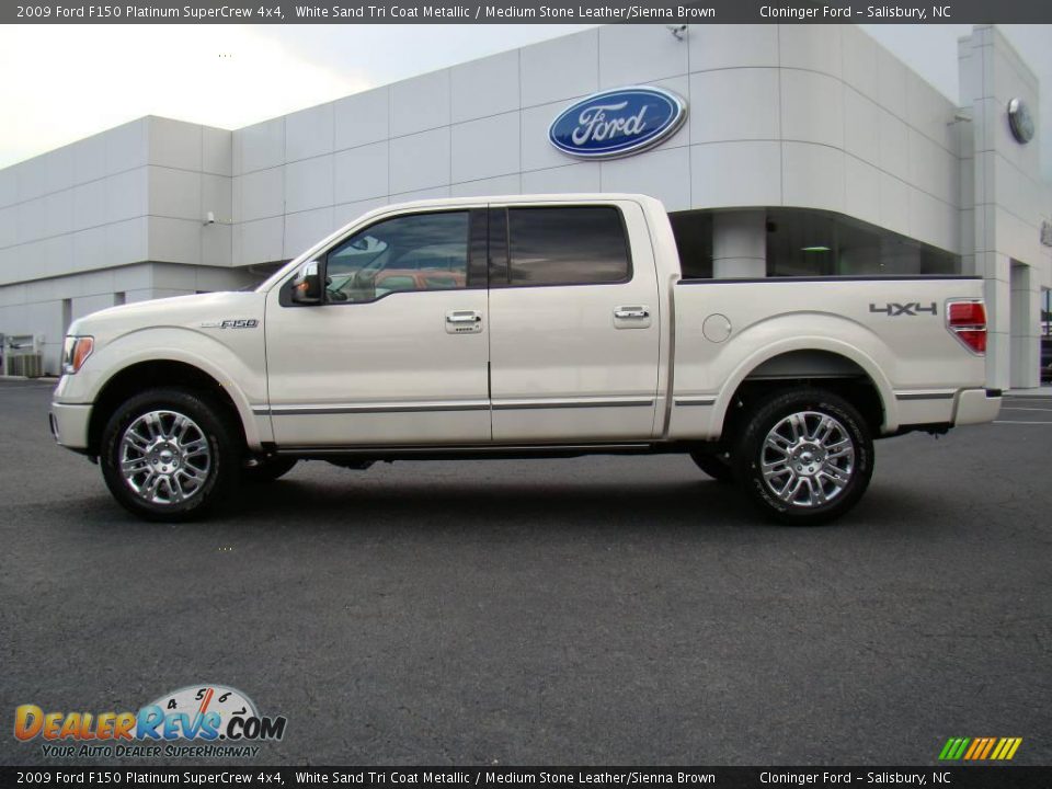 2009 Ford F150 Platinum SuperCrew 4x4 White Sand Tri Coat Metallic / Medium Stone Leather/Sienna Brown Photo #5