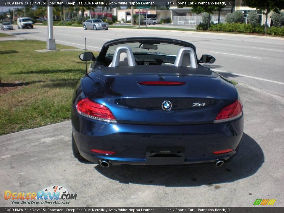 2009 BMW Z4 sDrive35i Roadster Deep Sea Blue Metallic / Ivory White Nappa Leather Photo #2