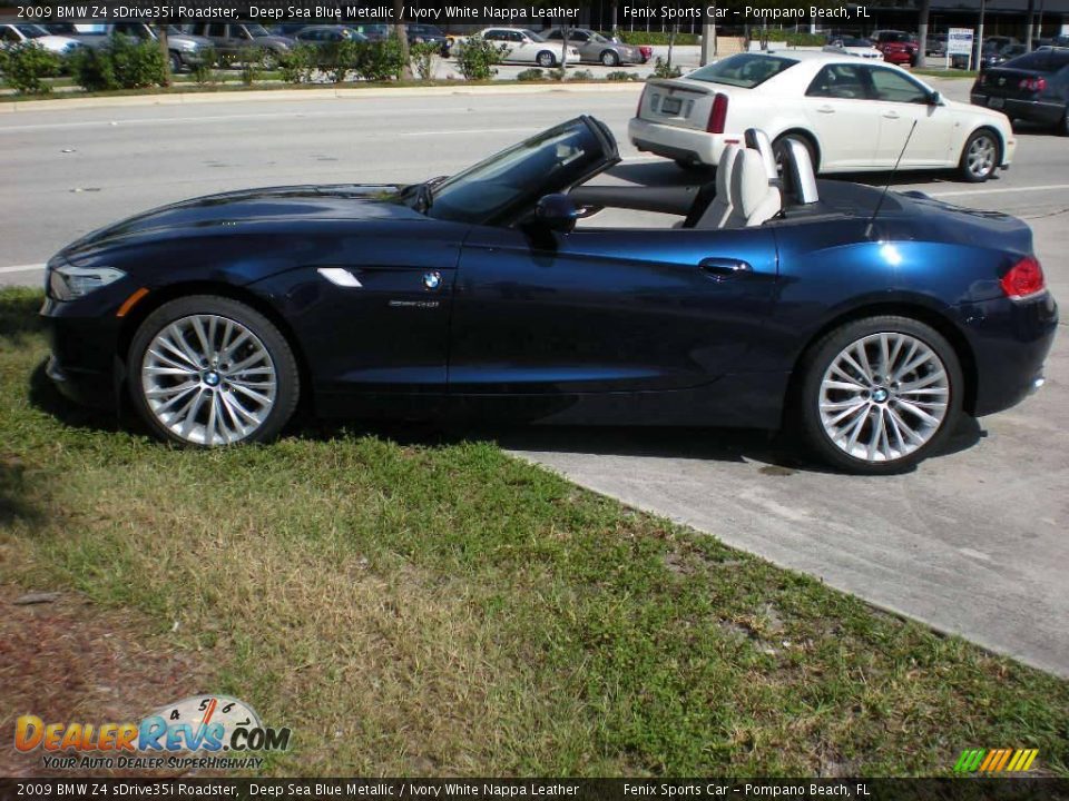 2009 BMW Z4 sDrive35i Roadster Deep Sea Blue Metallic / Ivory White Nappa Leather Photo #3