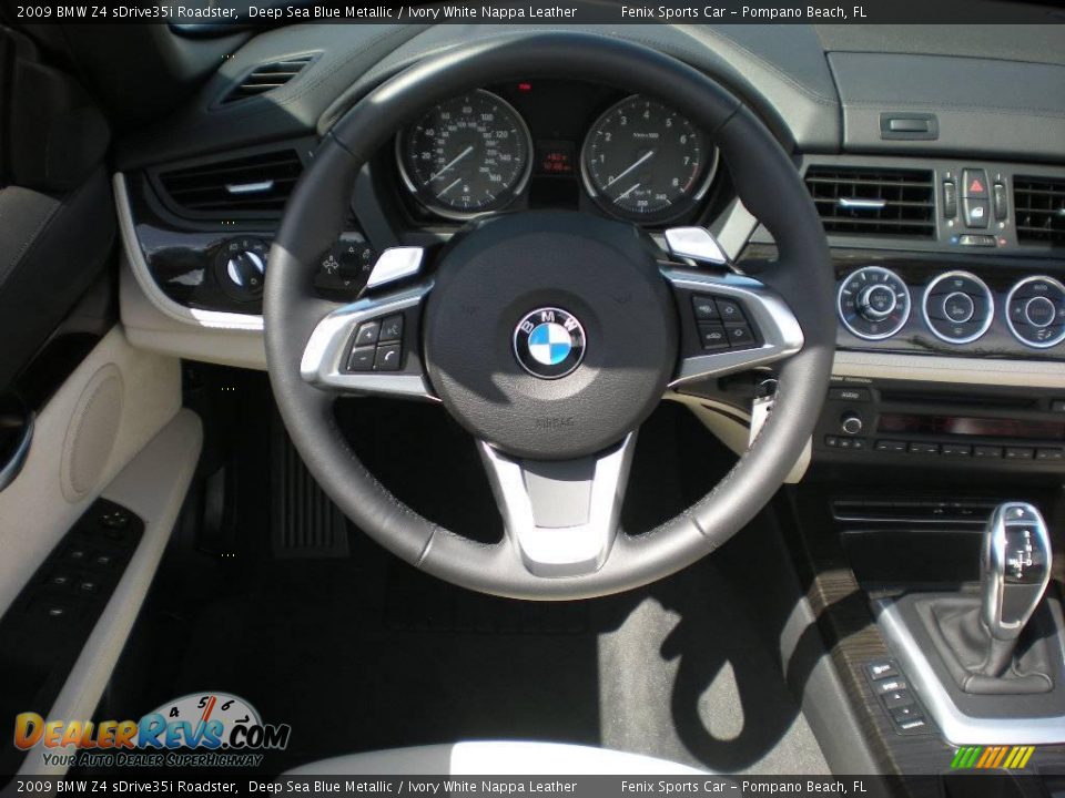 2009 BMW Z4 sDrive35i Roadster Deep Sea Blue Metallic / Ivory White Nappa Leather Photo #7