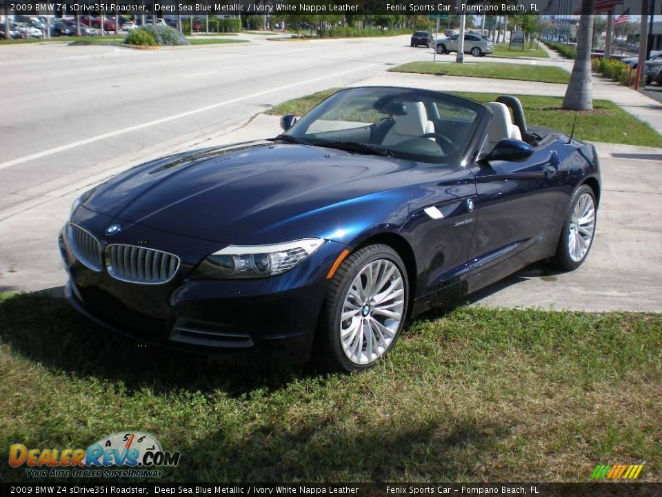 2009 BMW Z4 sDrive35i Roadster Deep Sea Blue Metallic / Ivory White Nappa Leather Photo #9