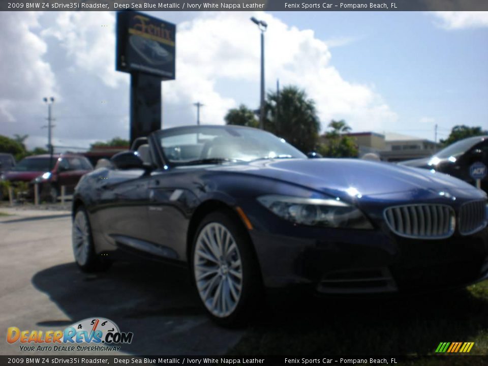 2009 BMW Z4 sDrive35i Roadster Deep Sea Blue Metallic / Ivory White Nappa Leather Photo #10