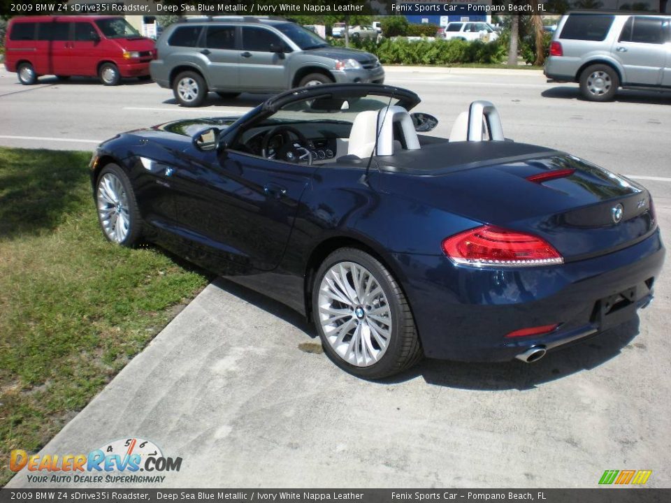 2009 BMW Z4 sDrive35i Roadster Deep Sea Blue Metallic / Ivory White Nappa Leather Photo #11