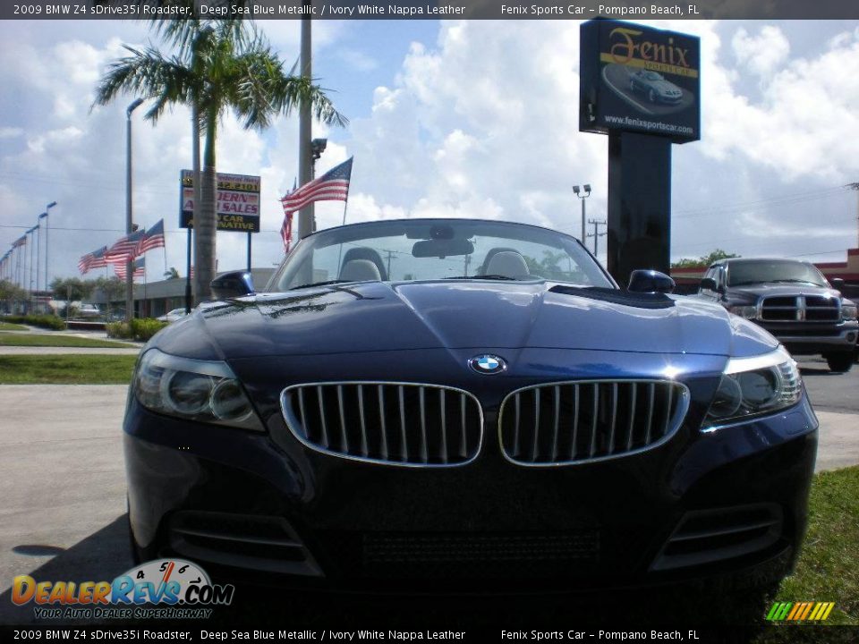 2009 BMW Z4 sDrive35i Roadster Deep Sea Blue Metallic / Ivory White Nappa Leather Photo #13