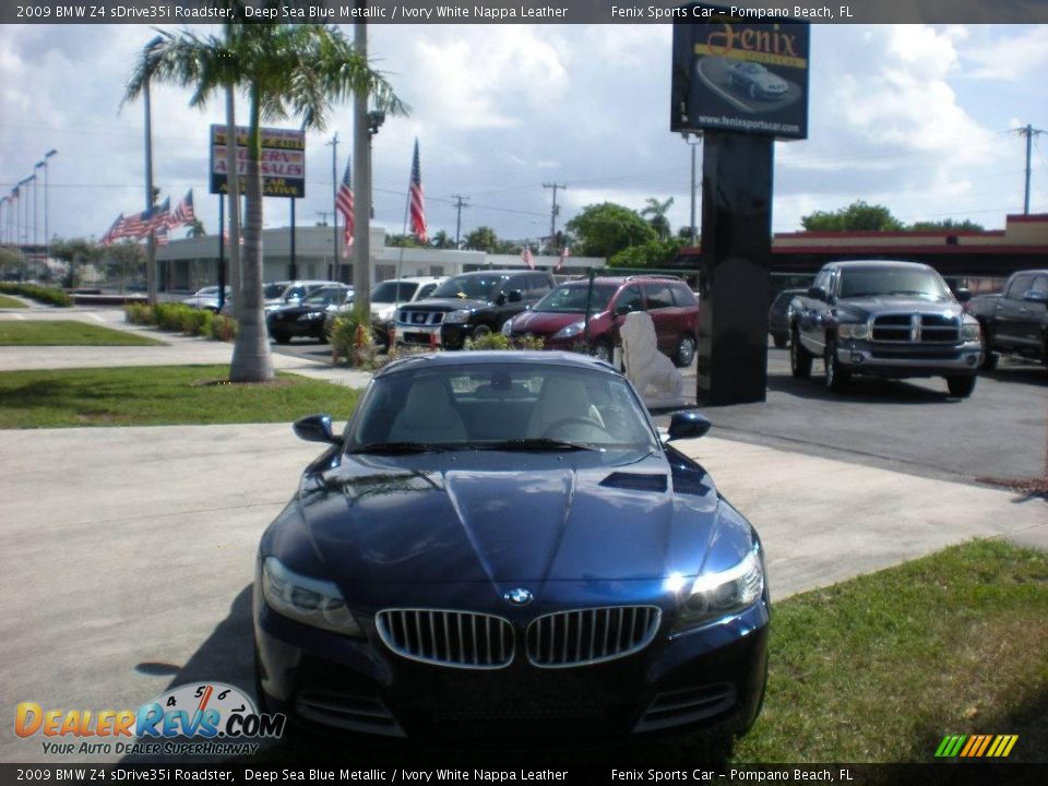 2009 BMW Z4 sDrive35i Roadster Deep Sea Blue Metallic / Ivory White Nappa Leather Photo #14