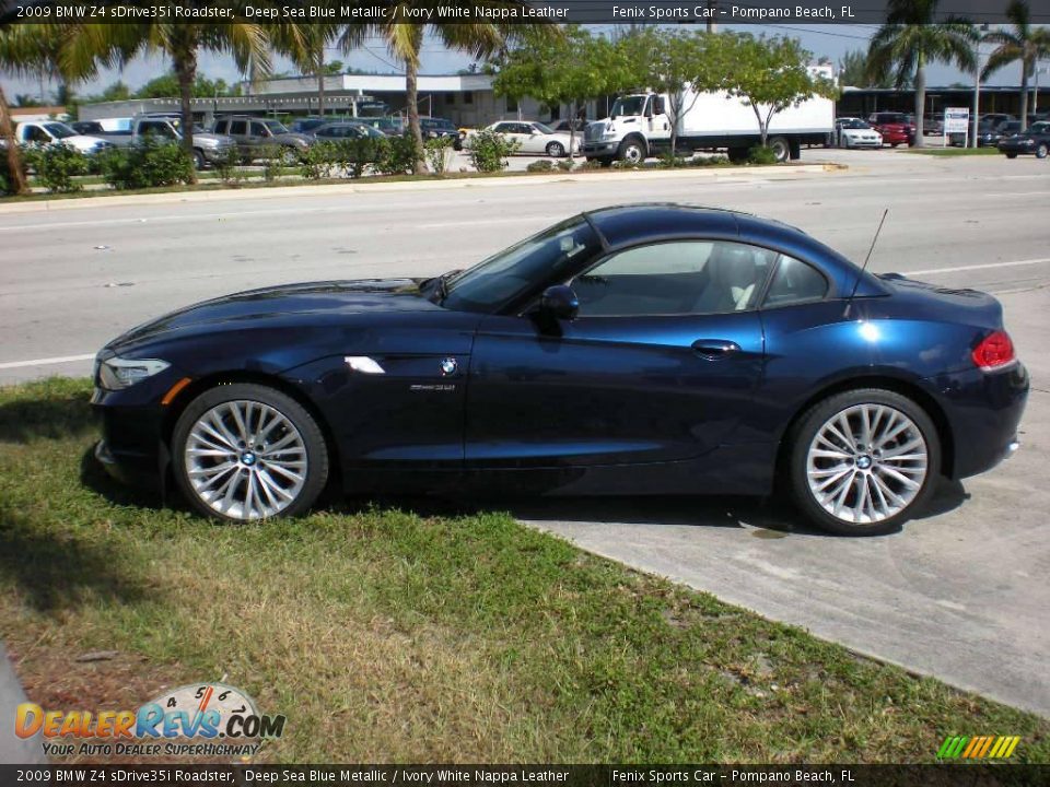 2009 BMW Z4 sDrive35i Roadster Deep Sea Blue Metallic / Ivory White Nappa Leather Photo #15