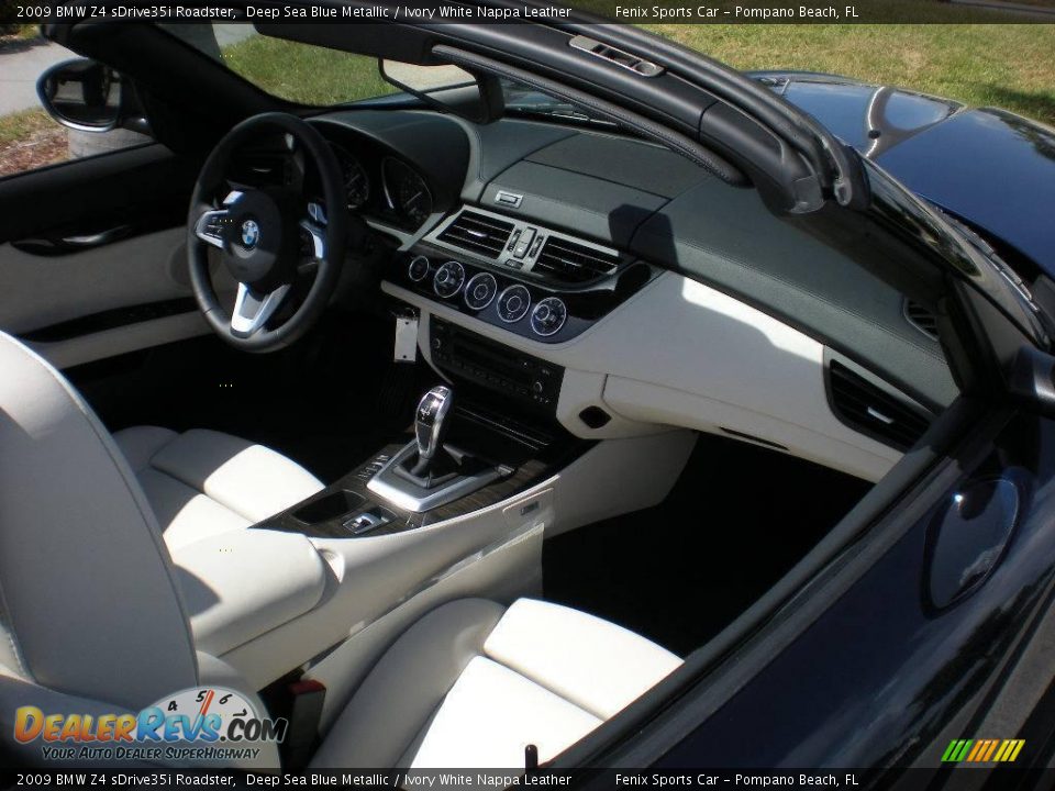 2009 BMW Z4 sDrive35i Roadster Deep Sea Blue Metallic / Ivory White Nappa Leather Photo #18