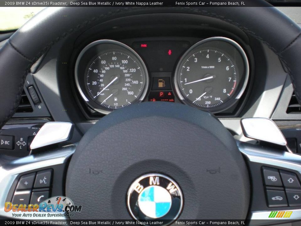 2009 BMW Z4 sDrive35i Roadster Deep Sea Blue Metallic / Ivory White Nappa Leather Photo #20