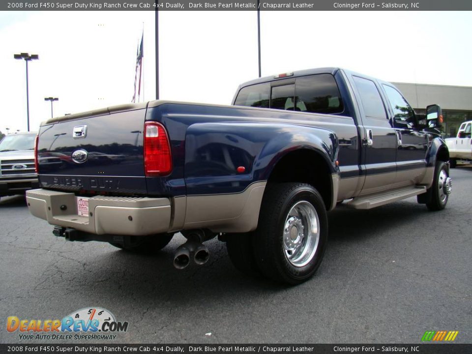 2008 Ford F450 Super Duty King Ranch Crew Cab 4x4 Dually Dark Blue Pearl Metallic / Chaparral Leather Photo #3
