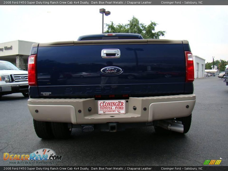 2008 Ford F450 Super Duty King Ranch Crew Cab 4x4 Dually Dark Blue Pearl Metallic / Chaparral Leather Photo #4