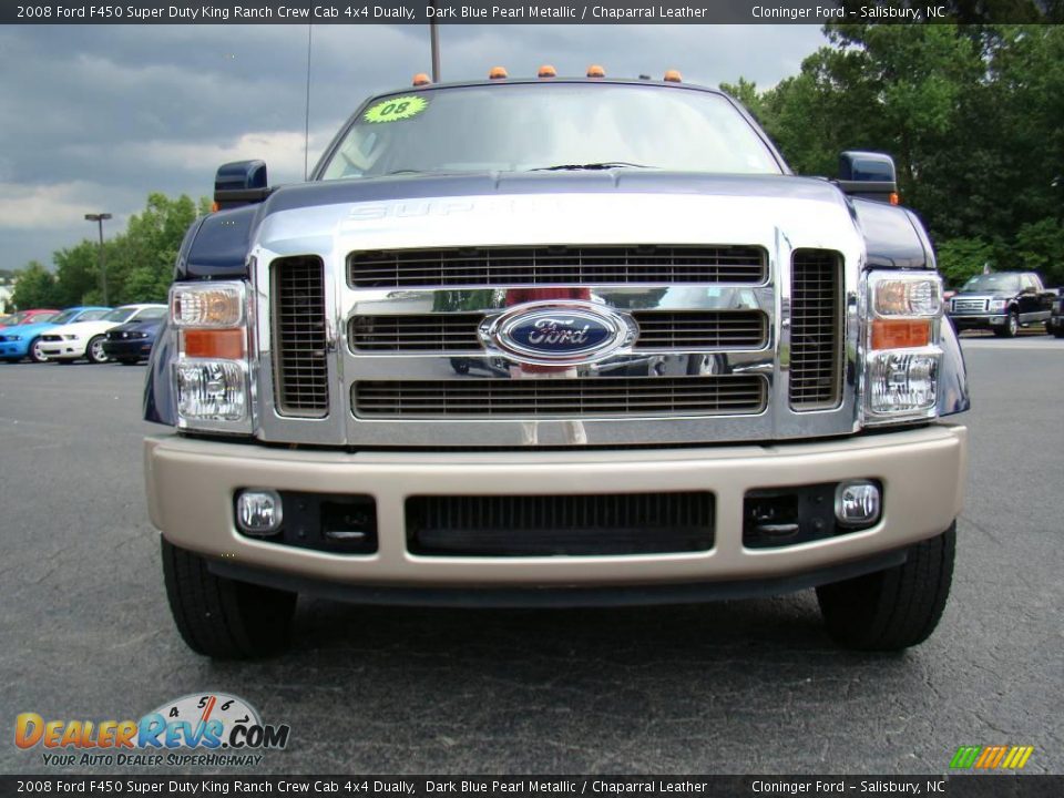 2008 Ford F450 Super Duty King Ranch Crew Cab 4x4 Dually Dark Blue Pearl Metallic / Chaparral Leather Photo #7