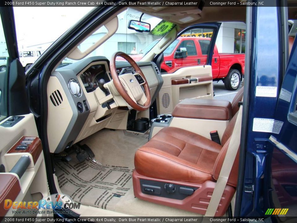 2008 Ford F450 Super Duty King Ranch Crew Cab 4x4 Dually Dark Blue Pearl Metallic / Chaparral Leather Photo #8