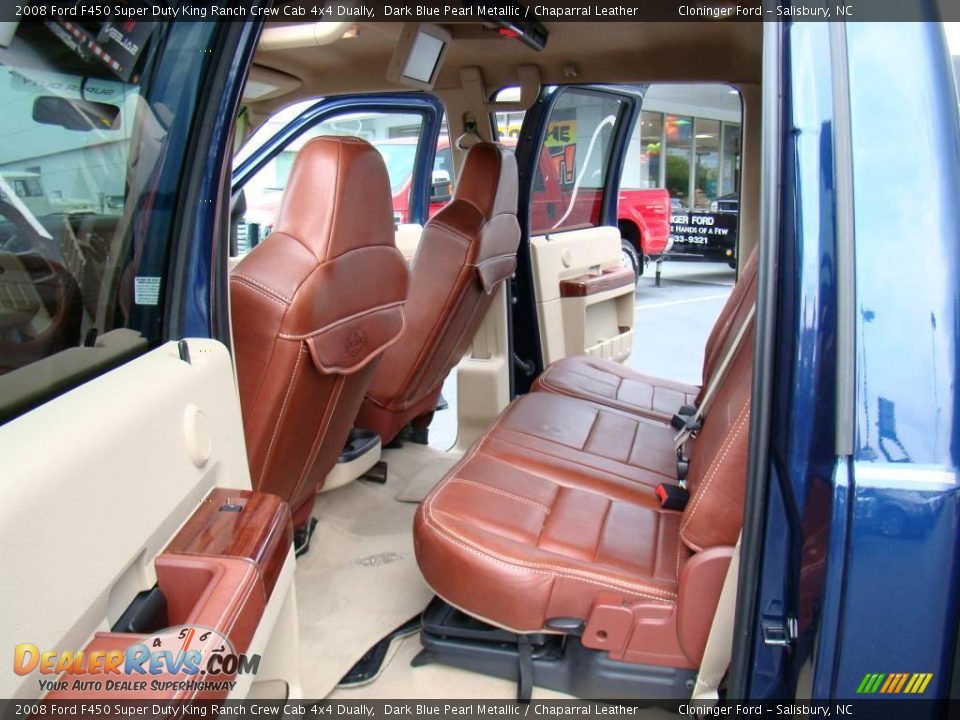 2008 Ford F450 Super Duty King Ranch Crew Cab 4x4 Dually Dark Blue Pearl Metallic / Chaparral Leather Photo #9