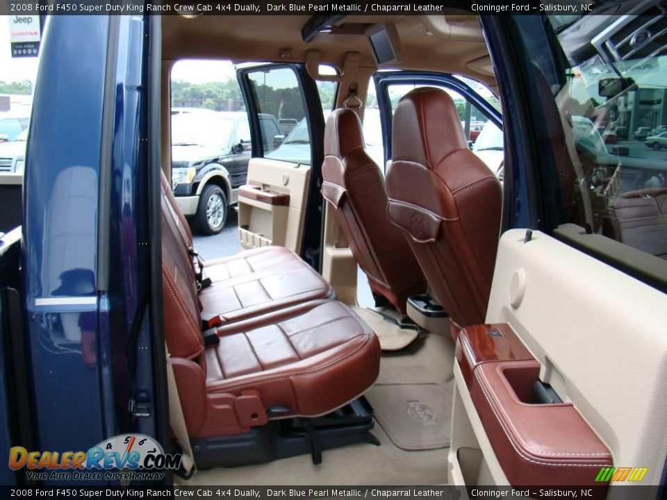 2008 Ford F450 Super Duty King Ranch Crew Cab 4x4 Dually Dark Blue Pearl Metallic / Chaparral Leather Photo #12