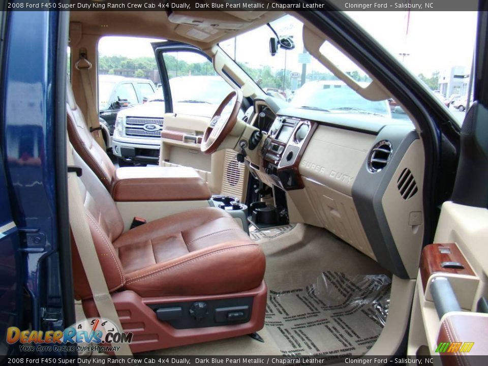 2008 Ford F450 Super Duty King Ranch Crew Cab 4x4 Dually Dark Blue Pearl Metallic / Chaparral Leather Photo #14