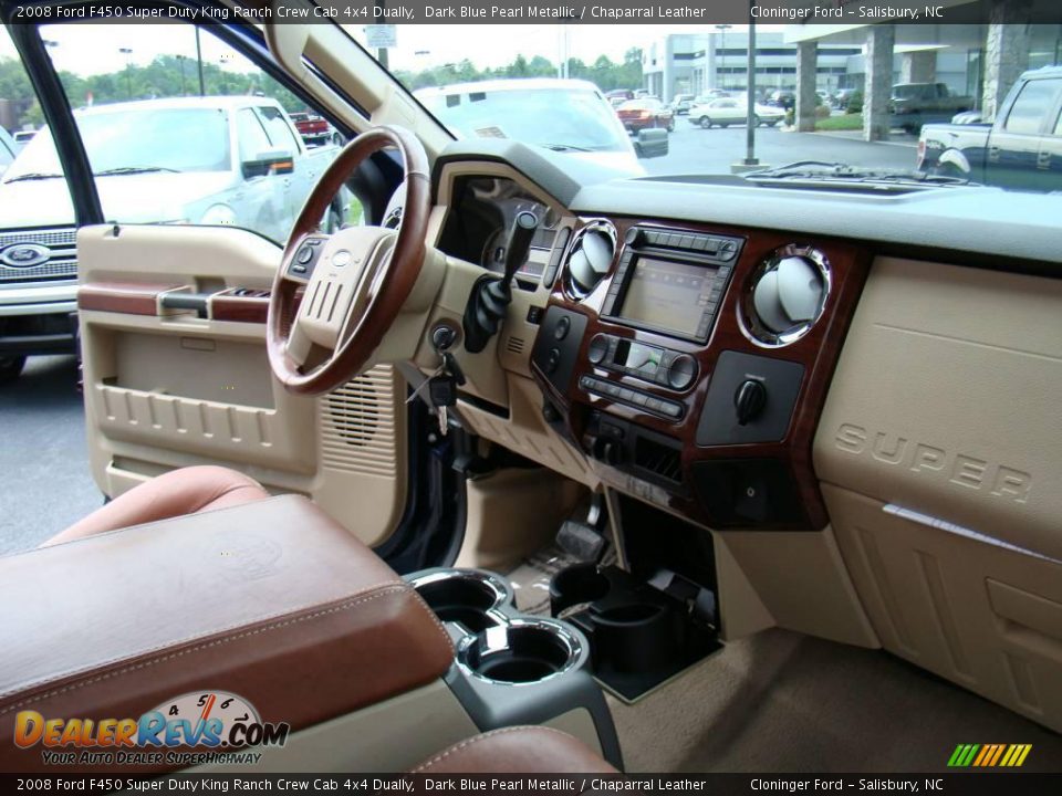 2008 Ford F450 Super Duty King Ranch Crew Cab 4x4 Dually Dark Blue Pearl Metallic / Chaparral Leather Photo #15