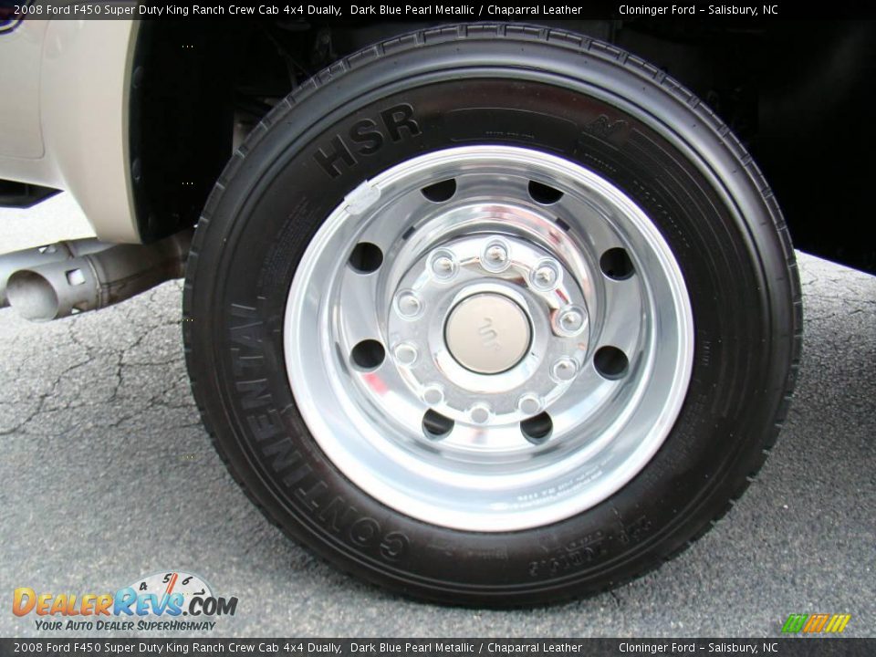 2008 Ford F450 Super Duty King Ranch Crew Cab 4x4 Dually Dark Blue Pearl Metallic / Chaparral Leather Photo #17