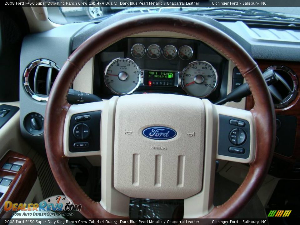 2008 Ford F450 Super Duty King Ranch Crew Cab 4x4 Dually Dark Blue Pearl Metallic / Chaparral Leather Photo #22