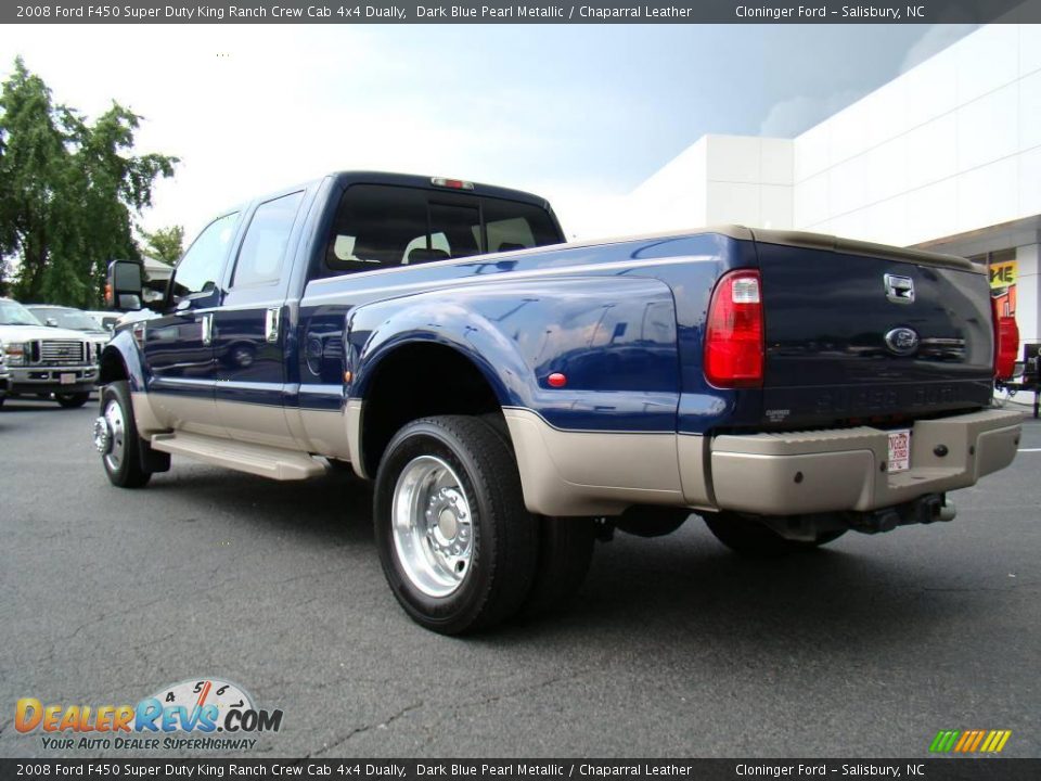 2008 Ford F450 Super Duty King Ranch Crew Cab 4x4 Dually Dark Blue Pearl Metallic / Chaparral Leather Photo #30
