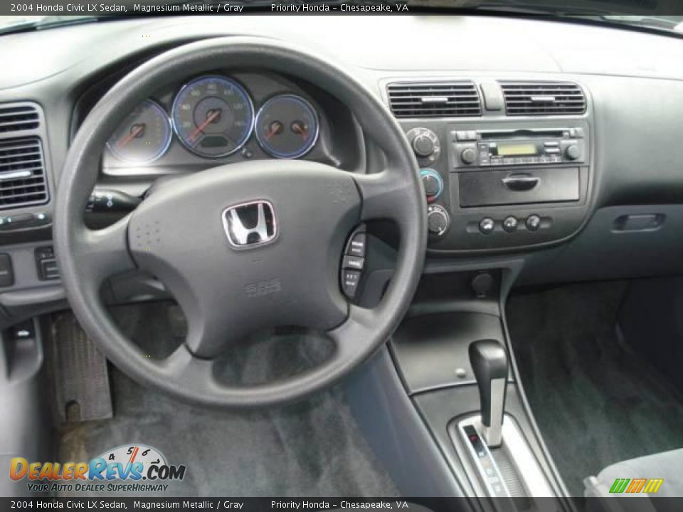 2004 Honda Civic LX Sedan Magnesium Metallic / Gray Photo #12