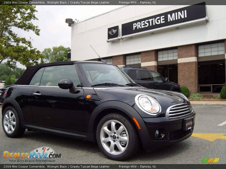 2009 Mini Cooper Convertible Midnight Black / Gravity Tuscan Beige Leather Photo #1