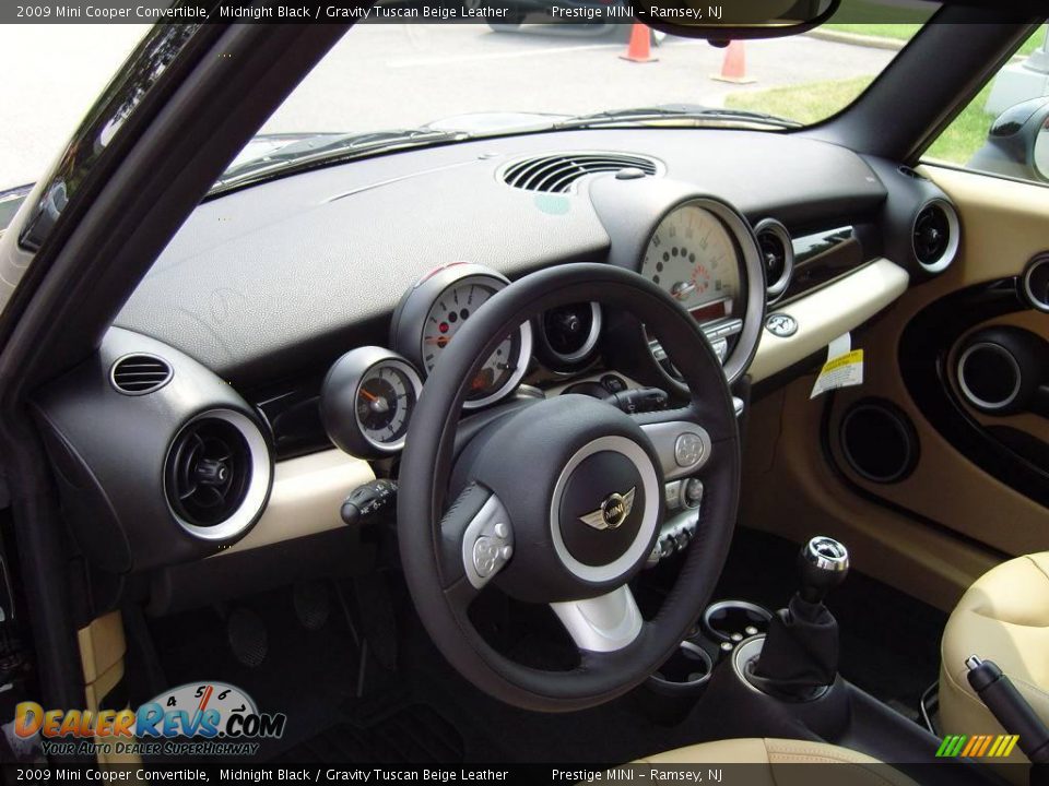 2009 Mini Cooper Convertible Midnight Black / Gravity Tuscan Beige Leather Photo #5