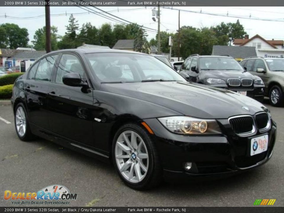 2009 BMW 3 Series 328i Sedan Jet Black / Grey Dakota Leather Photo #2