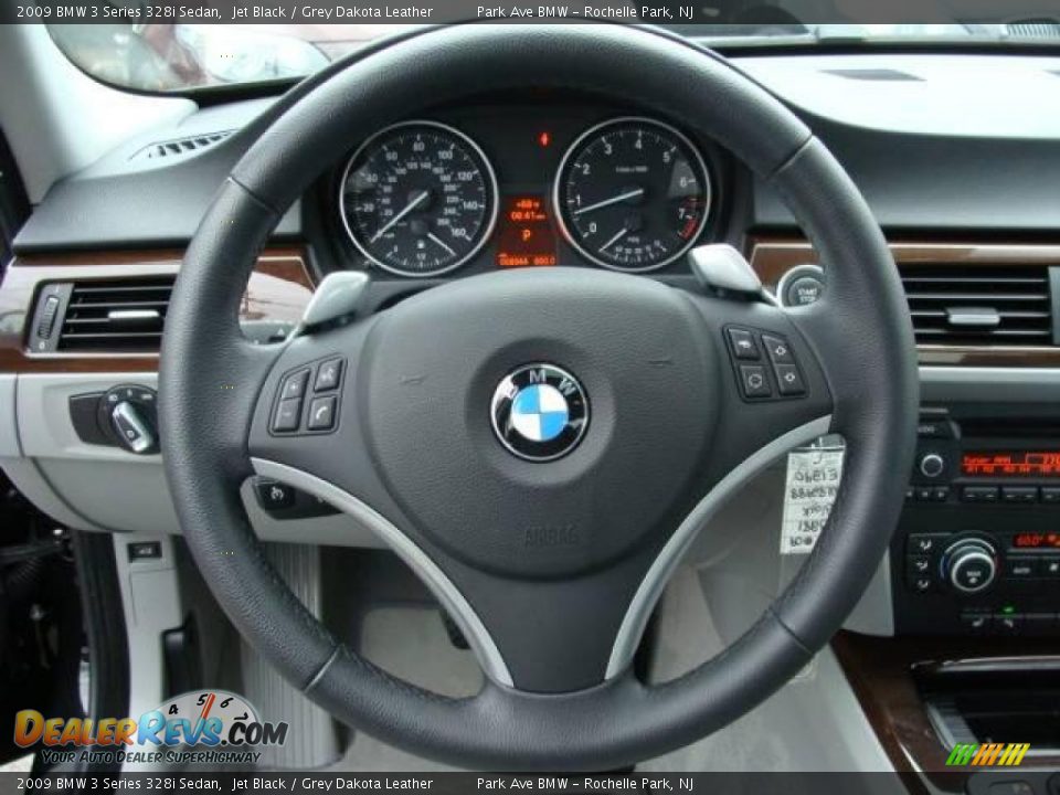 2009 BMW 3 Series 328i Sedan Jet Black / Grey Dakota Leather Photo #13
