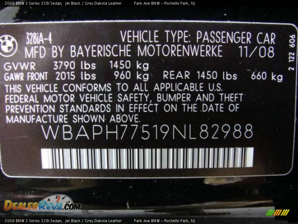 2009 BMW 3 Series 328i Sedan Jet Black / Grey Dakota Leather Photo #26