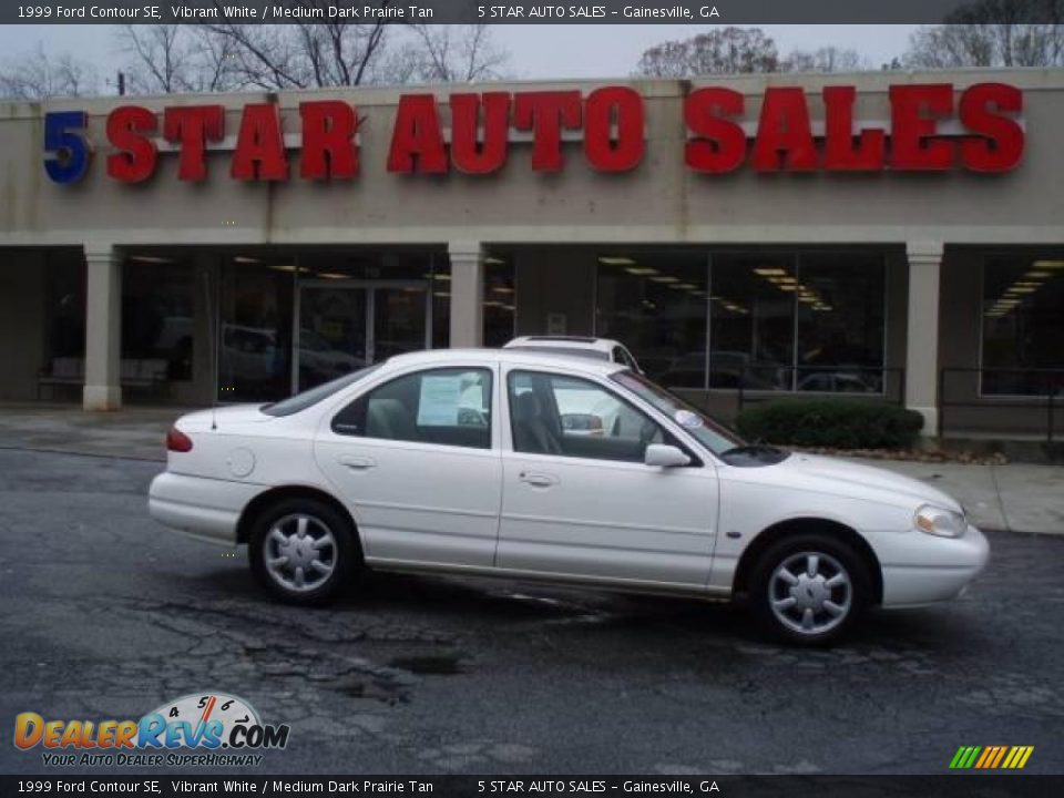 1999 Ford Contour SE Vibrant White / Medium Dark Prairie Tan Photo #5
