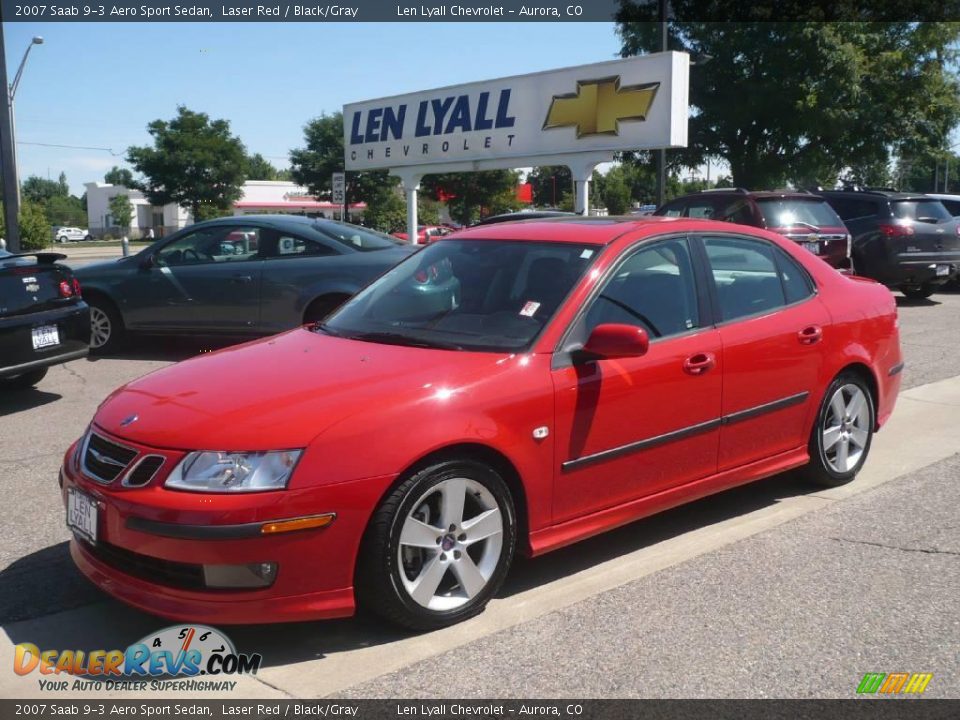 2007 Saab 9-3 Aero Sport Sedan Laser Red / Black/Gray Photo #1