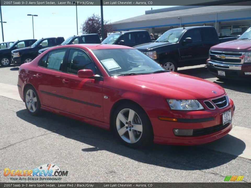 2007 Saab 9-3 Aero Sport Sedan Laser Red / Black/Gray Photo #3