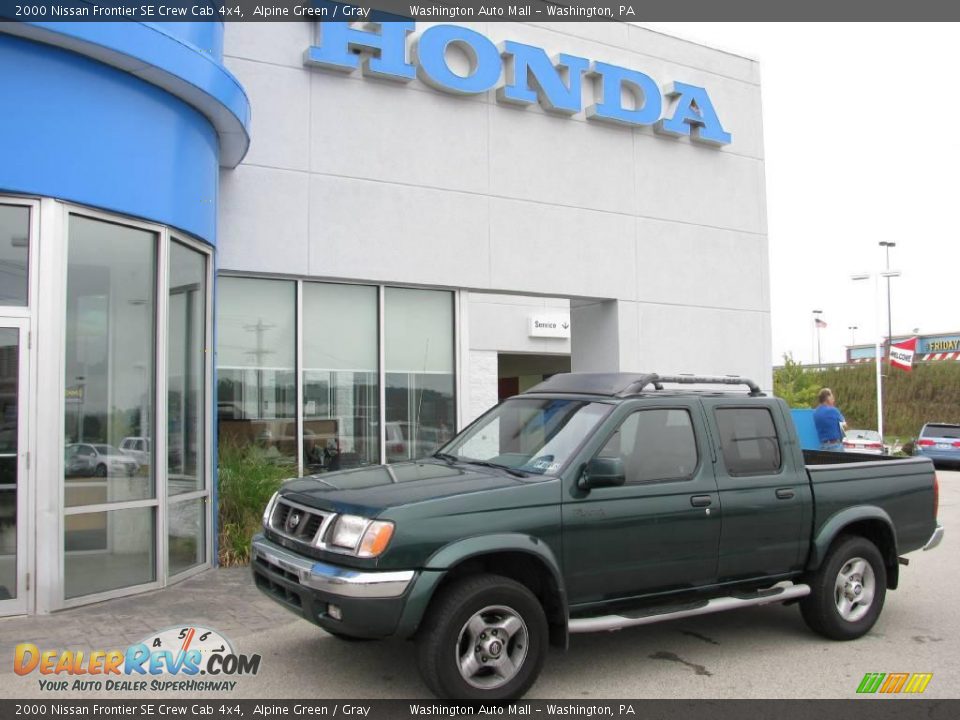 2000 Nissan Frontier SE Crew Cab 4x4 Alpine Green / Gray Photo #1