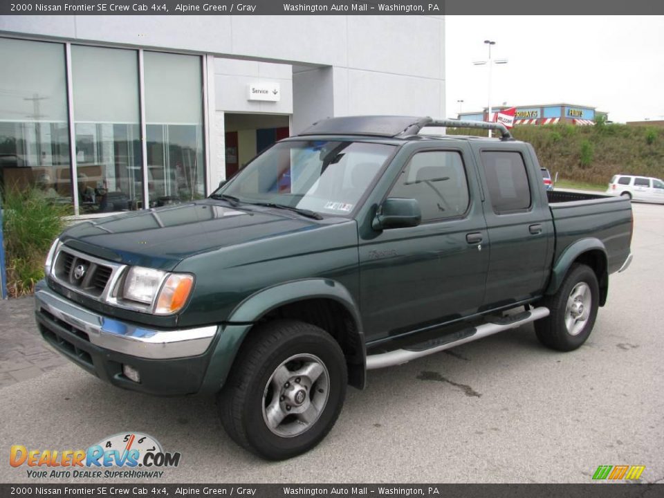 2000 Nissan Frontier SE Crew Cab 4x4 Alpine Green / Gray Photo #2