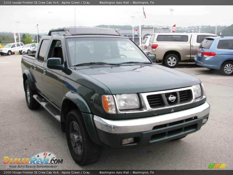 2000 Nissan Frontier SE Crew Cab 4x4 Alpine Green / Gray Photo #12