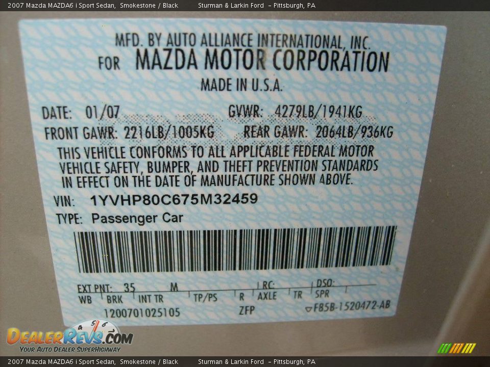 2007 Mazda MAZDA6 i Sport Sedan Smokestone / Black Photo #18