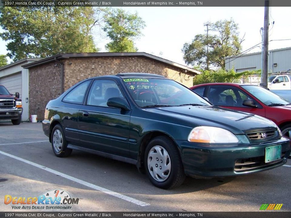 1997 Honda Civic EX Coupe Cypress Green Metallic / Black Photo #3